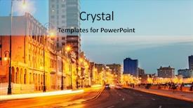  Presentation with street - Theme consisting of streetlamp - colorful sunset in old havana background and a light blue colored foreground