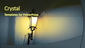  Presentation with street lamps - Beautiful PPT theme featuring streetlamp - decorative street lamps shadow backdrop and a tawny brown colored foreground