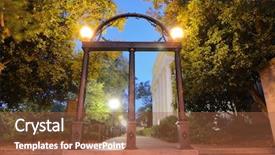  Presentation with university - Theme featuring streetlamp - historic steel archway background and a tawny brown colored foreground