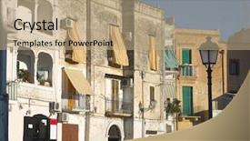  Presentation with old - Audience pleasing theme consisting of streetlamp - houses in old town backdrop and a  colored foreground