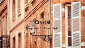  Presentation with old buildings - Audience pleasing PPT theme consisting of streetlamp - narrow historic street with old backdrop and a coral colored foreground