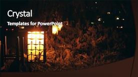  Presentation with street lamps - PPT theme featuring streetlamp - street lamps at night outdoors background and a  colored foreground