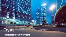  Presentation with hong kong skectch - Audience pleasing PPT layouts consisting of streetlamp - urban street in downtown hong backdrop and a dark gray colored foreground