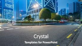  Presentation with hong kong china - PPT theme consisting of streetlamp - urban street in downtown hong background and a dark gray colored foreground