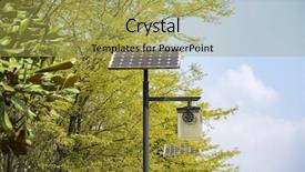  Presentation with solar panel - Amazing presentation theme having streetlight - street lamp post with solar backdrop and a yellow colored foreground