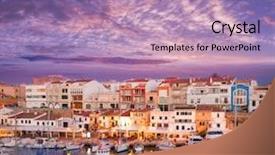  Presentation with marina - Slide deck consisting of sunset with boats and streetlight background and a  colored foreground