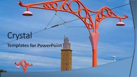  Presentation with hercules - Slide deck having coruna red streetlights and hercules background and a light blue colored foreground