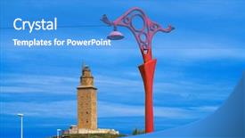  Presentation with hercules - Audience pleasing PPT theme consisting of coruna red streetlights and hercules backdrop and a teal colored foreground