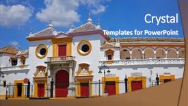  Presentation with spain - Cool new PPT theme with real maestranza bullring plaza toro backdrop and a teal colored foreground