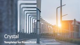  Presentation with row of textile looms weaving - Slide deck with street with row of streetlights background and a ocean colored foreground