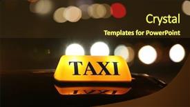  Presentation with taxi - Audience pleasing slide set consisting of streetlight - taxi car on night street backdrop and a tawny brown colored foreground