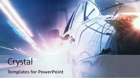  Presentation with city night - Presentation theme with streets and moving car background and a light blue colored foreground