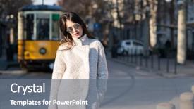  Presentation with long hair - Colorful PPT layouts enhanced with streets italy beautiful caucasian model backdrop and a  colored foreground