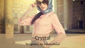  Presentation with italian fashion - Cool new PPT theme with fashion dresses - fashionable woman on the streets backdrop and a coral colored foreground