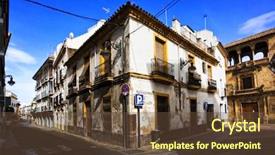  Presentation with cordoba - Presentation featuring streets of cordoba spain background and a tawny brown colored foreground
