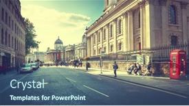  Presentation with london - Cool new presentation theme with streets-of-london-sunset-time backdrop and a ocean colored foreground