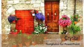  Presentation with old soho street - Slide set consisting of streets of old italian village background and a coral colored foreground