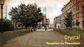  Presentation with prague - PPT theme enhanced with streets of old prague made in artistic retro style background and a tawny brown colored foreground