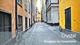  Presentation with old house - Presentation with streets of old town stockholm background and a gray colored foreground