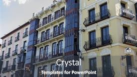  Presentation with architecture city - Audience pleasing presentation theme consisting of streets-of-the-city-toledo backdrop and a tawny brown colored foreground