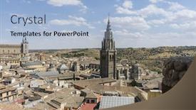  Presentation with architecture city - Presentation design enhanced with streets-of-the-city-toledo background and a light blue colored foreground