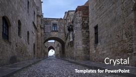  Presentation with knights - PPT layouts with streets of the knights in the old town of rhodes greece background and a dark gray colored foreground