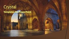  Presentation with knights - Theme consisting of streets of the knights in the old town of rhodes greece background and a tawny brown colored foreground