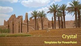  Presentation with riyadh - Slides with streets of the old city background and a tawny brown colored foreground