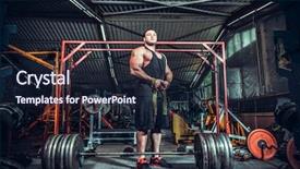 Presentation with barbell health - Colorful slide set enhanced with strenght - bodybuilder preparing for deadlift backdrop and a tawny brown colored foreground