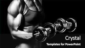  Presentation with chest - Beautiful slide deck featuring chest heaviness - fit woman with barbells isolated backdrop and a dark gray colored foreground