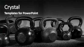  Presentation with workout - Slide set consisting of strenght - kettlebells weights in a workout background and a dark gray colored foreground
