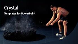  Presentation with tire - PPT theme consisting of strenght - man hitting wheel tire background and a black colored foreground