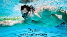  Presentation with swimmer - Amazing PPT theme having excersice - swimmer under water in pool backdrop and a cyan colored foreground