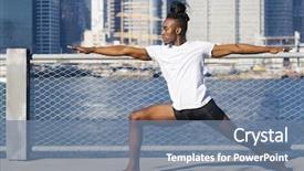  Presentation with new york city - Cool new theme with strenght - young afroamerican man practicing yoga backdrop and a seafoam green colored foreground