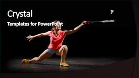  Presentation with badminton - PPT theme consisting of strenght - young woman badminton player half-isolated background and a black colored foreground