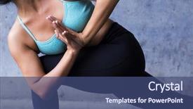  Presentation with yoga for heart diseases - PPT theme consisting of strenght - young woman practicing yoga parsvakonasana background and a ocean colored foreground