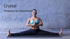  Presentation with meditations yoga and reiki - Presentation theme having strenght - young woman practicing yoga background and a light blue colored foreground