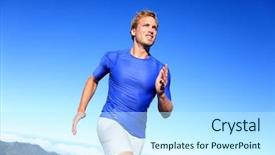  Presentation with sky blue - PPT theme having runner sprinting running to success background and a cool aqua colored foreground