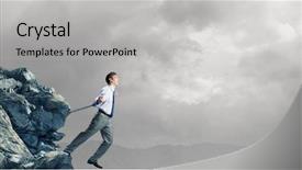  Presentation with strength - Presentation theme with strength limitations - businessman struggling with problems that background and a light gray colored foreground