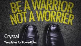  Presentation with warrior - Amazing slide deck having strength limitations - top view of business shoes backdrop and a dark gray colored foreground