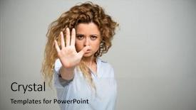  Presentation with strength - Beautiful presentation featuring strength limitations - woman making a stop sign backdrop and a light gray colored foreground