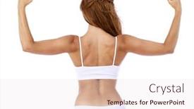  Presentation with strength weakness - PPT theme with strength of a woman in her weakness weight loss and healthcare concept strong beautiful red hair girl in white fitness clothing background and a lemonade colored foreground