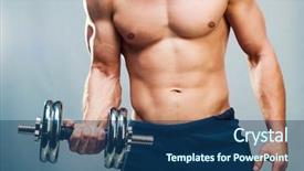  Presentation with athletic injuries and ethnobotanical plants - Presentation theme featuring strength training - attractive athletic male torso background and a ocean colored foreground