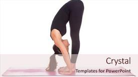  Presentation with class - Presentation design featuring strength training - beautiful woman doing uttanasana pose background and a  colored foreground