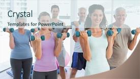  Presentation with exercise kids kid doing fitness - Presentation consisting of strength training - fitness class exercising with dumbbells background and a sky blue colored foreground