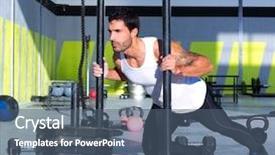  Presentation with physical fitness education - Cool new presentation with strength training - fitness sled push man pushing backdrop and a ocean colored foreground