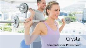  Presentation with man and woman divorce drawing - Cool new PPT layouts with strength training - happy fit woman and man backdrop and a light blue colored foreground