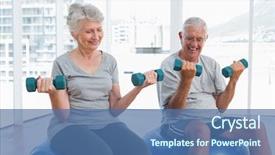  Presentation with medical training - Amazing slide deck having strength training - happy senior couple sitting backdrop and a ocean colored foreground