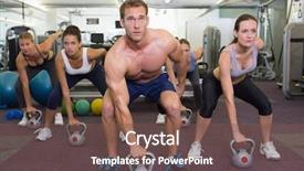  Presentation with class - Presentation theme featuring strength training - muscular instructor leading kettlebell class background and a tawny brown colored foreground