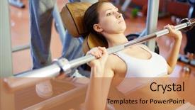  Presentation with sporty - Cool new presentation with strength training - portrait of sporty female doing backdrop and a coral colored foreground